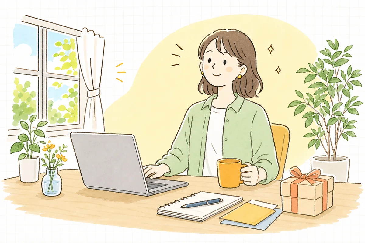 応募規約を書き終えて、穏やかな表情でキャンペーンの投稿を送信しようとしている企業SNS担当者の情景