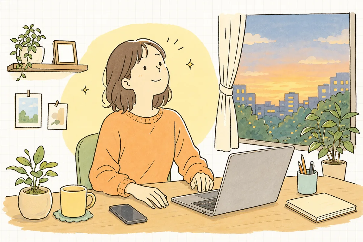 投稿画像づくりの型ができて、肩の力が抜けて前を向く企業SNS担当者の情景